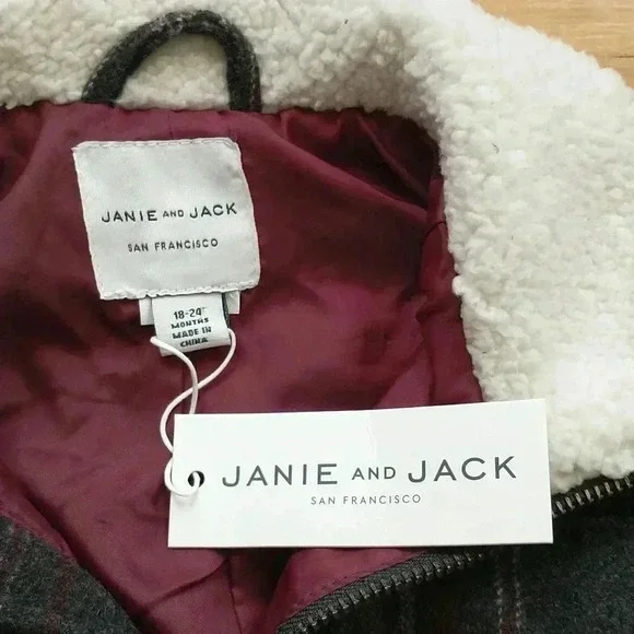 🌟 NWT Janie and Jack plaid sherpa collar bomber jacket 18-24m - Picture 5 of 7